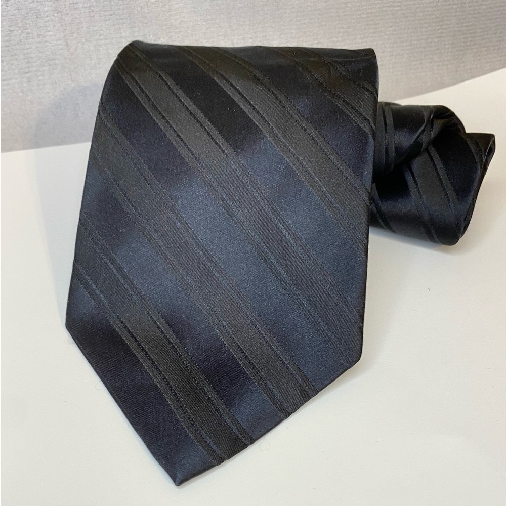 Merona Striped Tone on Tone Black  Silk Tie